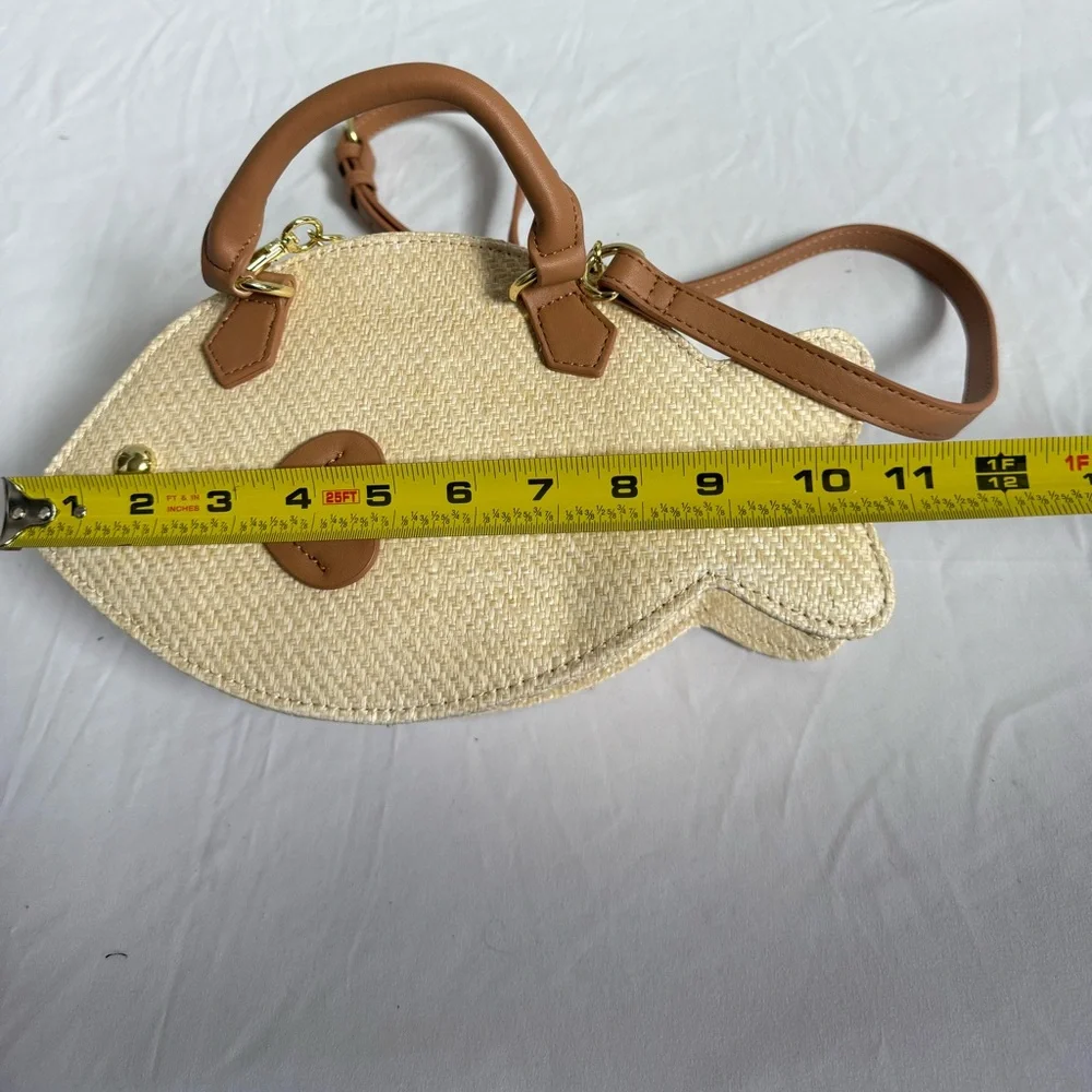 Betsey Johnson Beige Fish-Shaped Crossbody with Brown Trim